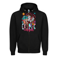 Black cosmic cowgirl Zipper Hoodie - OliviaCreatesArt