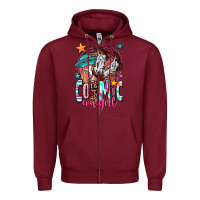 Burgundy cosmic cowgirl Zipper Hoodie - OliviaCreatesArt
