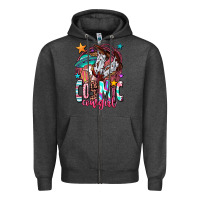 Charcoal Heather cosmic cowgirl Zipper Hoodie - OliviaCreatesArt