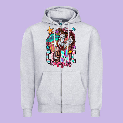 Cosmic Cowgirl Zipper Hoodie Designed By Oliviacreatesart