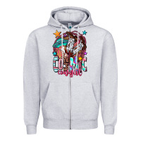 Heather Grey cosmic cowgirl Zipper Hoodie - OliviaCreatesArt