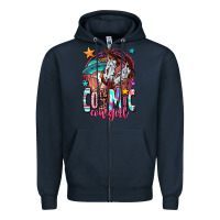 Navy cosmic cowgirl Zipper Hoodie - OliviaCreatesArt