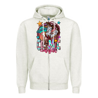 Oatmeal Heather cosmic cowgirl Zipper Hoodie - OliviaCreatesArt