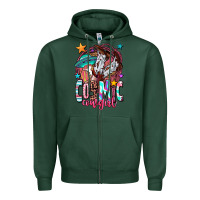 Sports Green cosmic cowgirl Zipper Hoodie - OliviaCreatesArt
