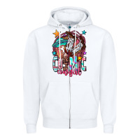 White cosmic cowgirl Zipper Hoodie - OliviaCreatesArt