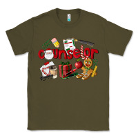Army Green Counselor Christmas Classic Tee - LillyAllenDesigns