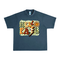 Midnight Navy groovy hello fall Urban Heavy Tee - BarkalooDesign