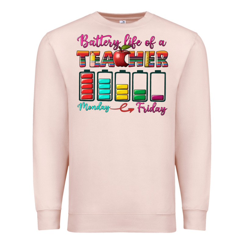 Battery Life Of A Teacher Premium Sweatshirt by BundleAndBundleShop | Teevron