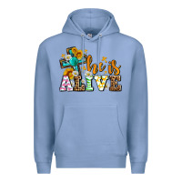 Colony Blue Easter Day He is alive with cross Premium Hoodie - OliviaCreatesArt