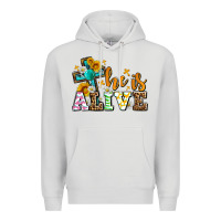 Dove Grey Easter Day He is alive with cross Premium Hoodie - OliviaCreatesArt