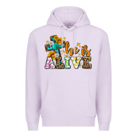 Lilac Easter Day He is alive with cross Premium Hoodie - OliviaCreatesArt