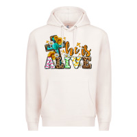 Pale Pink Easter Day He is alive with cross Premium Hoodie - OliviaCreatesArt
