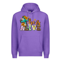 Purple Easter Day He is alive with cross Premium Hoodie - OliviaCreatesArt