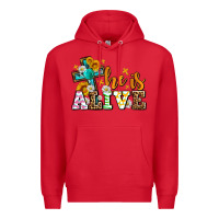 Red Easter Day He is alive with cross Premium Hoodie - OliviaCreatesArt