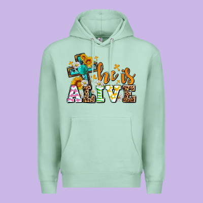 Easter Day He Is Alive With Cross Premium Hoodie Designed By Oliviacreatesart