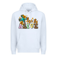 White Easter Day He is alive with cross Premium Hoodie - OliviaCreatesArt