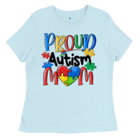 Baby Blue proud autism mom Ladies Tee - MaliasSmallBusiness