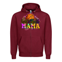 Burgundy basketball mama Zipper Hoodie - OliviaCreatesArt