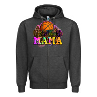 Charcoal Heather basketball mama Zipper Hoodie - OliviaCreatesArt
