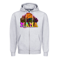 Heather Grey basketball mama Zipper Hoodie - OliviaCreatesArt