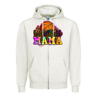 Oatmeal Heather basketball mama Zipper Hoodie - OliviaCreatesArt