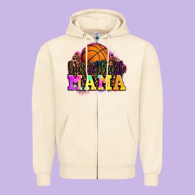 Basketball Mama Zipper Hoodie Designed By Oliviacreatesart