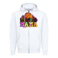 White basketball mama Zipper Hoodie - OliviaCreatesArt