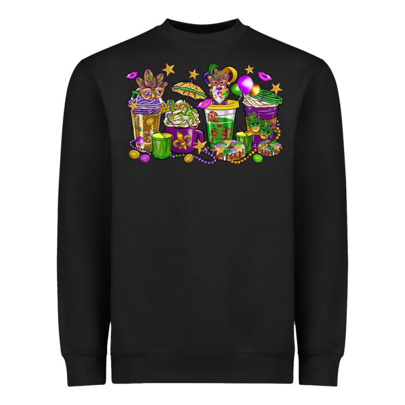 Mardi Gras Coffee Cups Heavyweight Sweatshirt by HowdyJamesFarm | Teevron