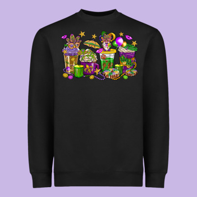 Mardi Gras Coffee Cups Heavyweight Sweatshirt Designed By Howdyjamesfarm
