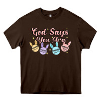 Chocolate Brown god says you are easter Heavy Core Tee - MaliasSmallBusiness
