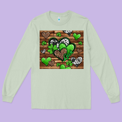 St Patricks Day Hearts Long Sleeve Tee Designed By Jasminsmagicworld