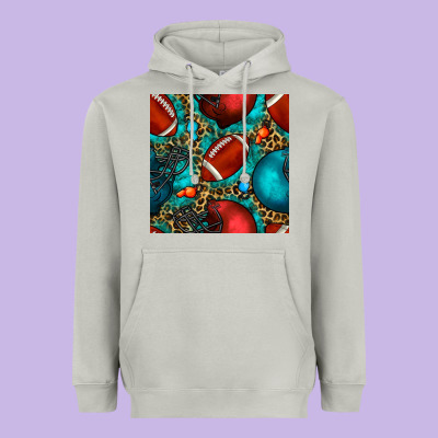 American Football Helmet With Leopard And Gemstone Heavyweight Hoodie Designed By Bundleandbundleshop