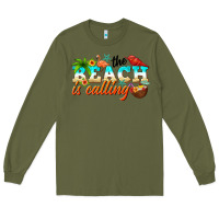 Army Green the beach is calling Long Sleeve Tee - NancyCooperArtShop