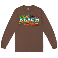 Chestnut the beach is calling Long Sleeve Tee - NancyCooperArtShop