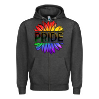 Charcoal Heather hippie pride sunflowers Zipper Hoodie - OliviaCreatesArt
