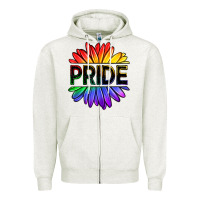 Oatmeal Heather hippie pride sunflowers Zipper Hoodie - OliviaCreatesArt