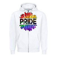 White hippie pride sunflowers Zipper Hoodie - OliviaCreatesArt
