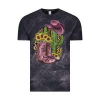 Cloud Black Pink Cowboy Boots Vintage Tee - JahusDesignShop