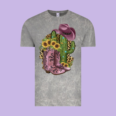 Pink Cowboy Boots Vintage Tee Designed By Jahusdesignshop