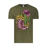 Vintage Olive Pink Cowboy Boots Vintage Tee - JahusDesignShop