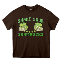 Chocolate Brown shake your shamrocks Heavy Core Tee - MaliasSmallBusiness