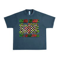 Midnight Navy dead inside but it's christmas dancing skeletons Urban Heavy Tee - BarkalooDesign