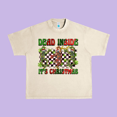Dead Inside But It's Christmas Dancing Skeletons Urban Heavy Tee Designed By Barkaloodesign