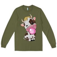 Army Green cute cow Long Sleeve Tee - texasbilliewilder