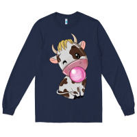 Navy cute cow Long Sleeve Tee - texasbilliewilder