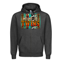 Charcoal Heather mom of twins western brushstroke Zipper Hoodie - OliviaCreatesArt
