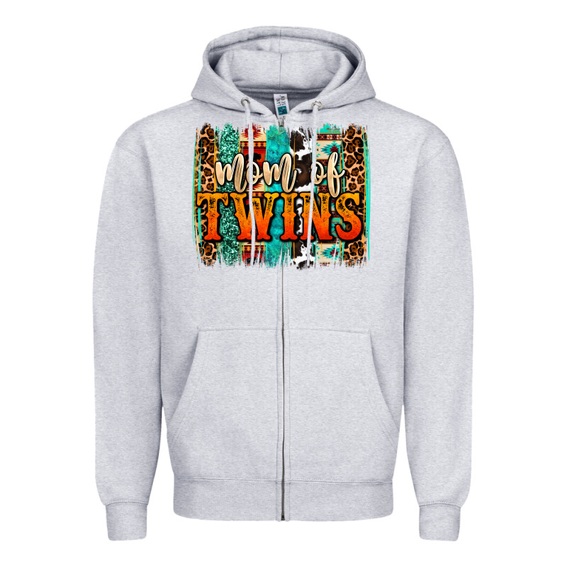 Mom Of Twins Western Brushstroke Zipper Hoodie by OliviaCreatesArt | Teevron