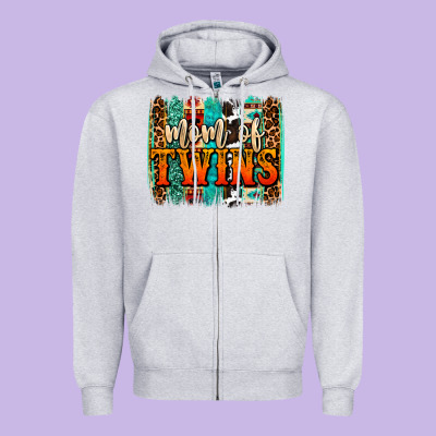 Mom Of Twins Western Brushstroke Zipper Hoodie Designed By Oliviacreatesart