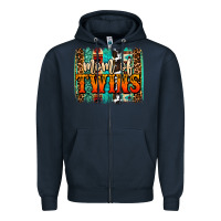 Navy mom of twins western brushstroke Zipper Hoodie - OliviaCreatesArt