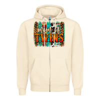 Sandshell mom of twins western brushstroke Zipper Hoodie - OliviaCreatesArt